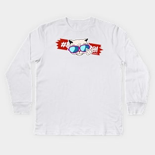 Middle Finger Funny Emoji Cat Kids Long Sleeve T-Shirt